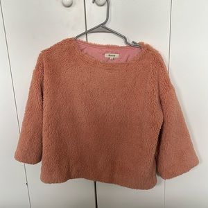 Rose Pink Madewell Faux Fur Sweater